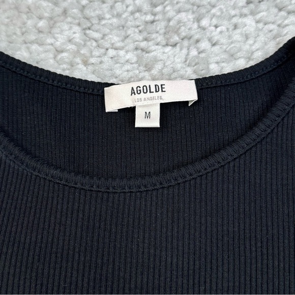 AGOLDE Bea Cutaway Bodysuit Asymmetrical Neckline Black Size Medium NWT - Picture 6 of 14